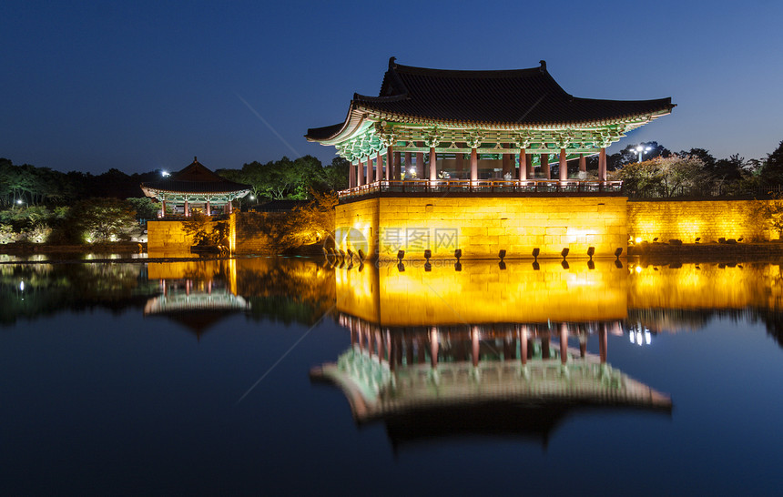 韩国旧建筑的日落景南韩庆州图片