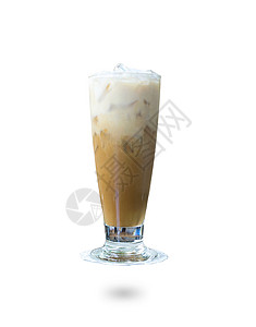 白色背景上的冰卡布奇诺咖啡图片