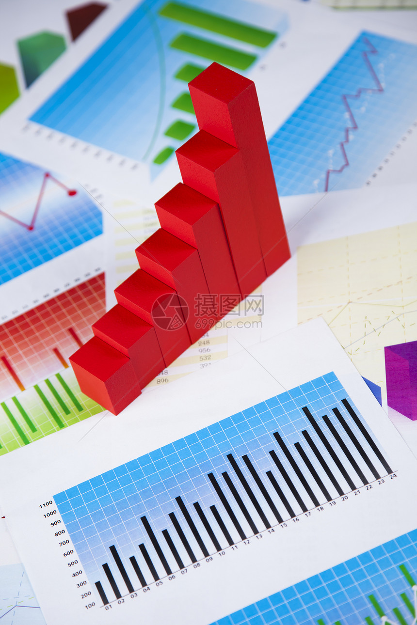 商业背景关于商业报告的红色财务图表图片