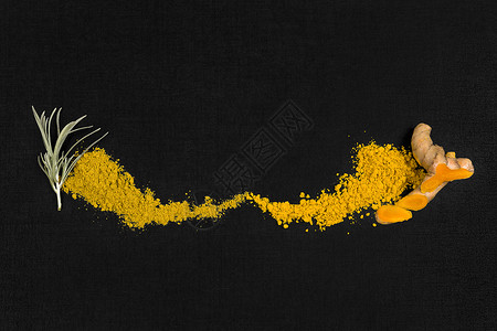 咖喱和姜黄芳香料背景图片