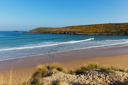 戊戌春月在纽奎附近的英国Newquay附近背景