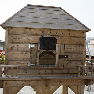一个漂亮的木制鸡舍或鸡舍背景图片