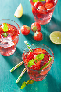夏季草莓柠檬水配酸橙和薄荷图片