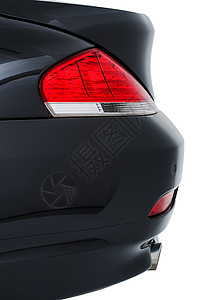 一辆现代黑色汽车的后尾灯反射器和保险杠图片