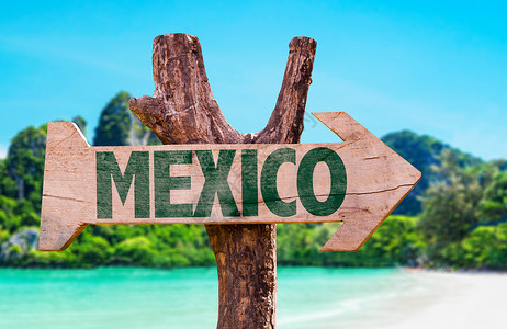 墨西哥海滩背景木牌图片