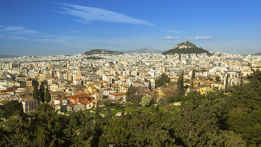 希腊雅典和Lycabettus山全景图片