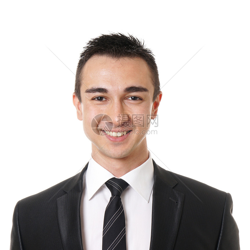 穿着西装打领带微笑的年轻商人图片