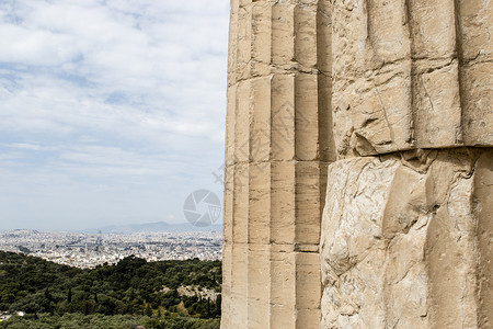 卫城BeuleGate的柱子遗迹雅典希图片
