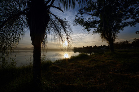 池塘上的日出巴西米纳斯吉拉斯州的圣拉戈阿图片