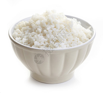 在白色背景上隔离的一碗米饭图片