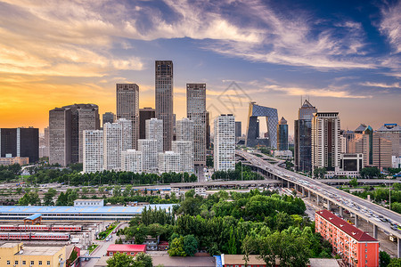 北京黄昏的金融区图片