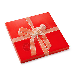 红色礼物盒平面配有鞭弓的礼物图片