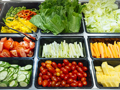 沙拉吧新鲜蔬菜健康食品番茄黄瓜胡萝卜生菜图片