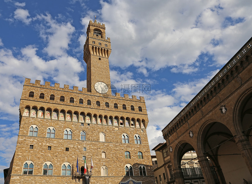 佛罗伦萨意大利古老的市政厅在主要城市广场叫PalazzoV图片