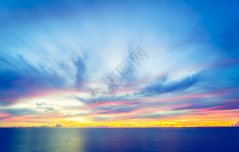 日出时有海和多云的天空背景图片