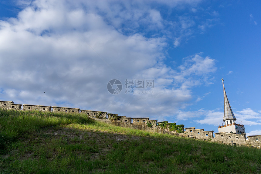 在金色和蓝色时段汉城著名地标的首尔风景台Hengi图片