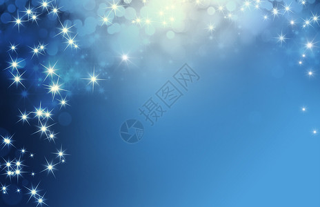 闪亮的蓝色背景星光下雨图片