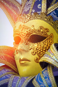 意大利威尼斯传统的有金装饰的Vennetian嘉年背景图片