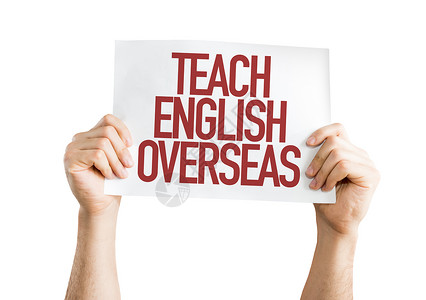 以白色背景孤立的英语海外标牌教学TeachEnglishOverseaPl背景图片