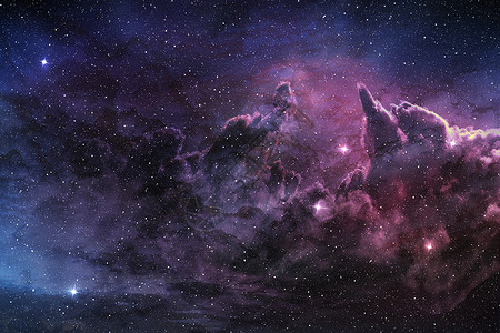 星域中的紫色星云和宇宙尘埃背景图片