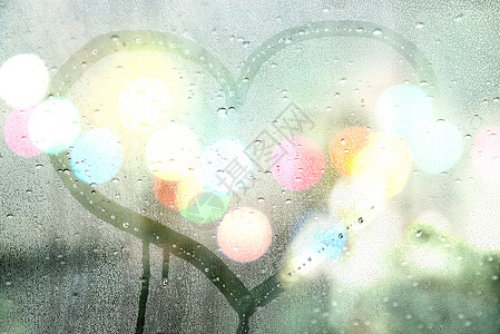 秋雨玻璃画心爱情观图片