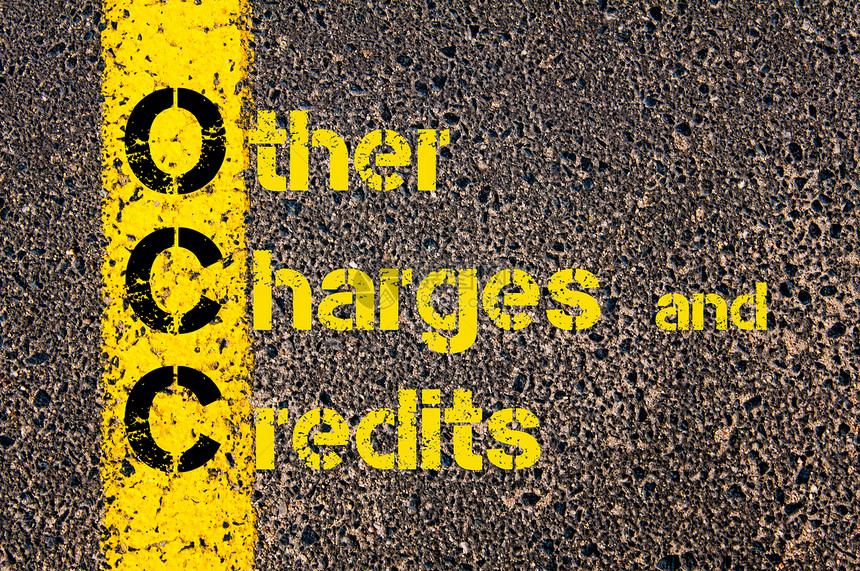 会计业务概念图象AcronymOCC在标有黄油漆线的公路上记下的其图片