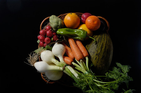 水果和蔬菜黑色背景图片
