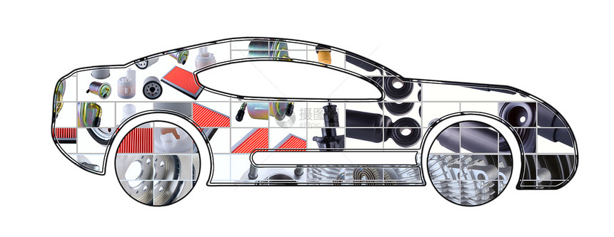 跑车形象从备件中收集图片