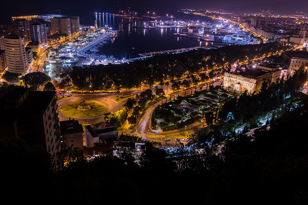 西班牙马拉加市夜景图片