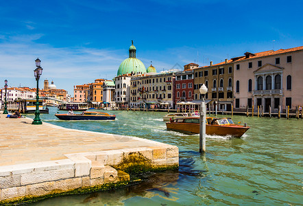 威尼斯市景水渠和传统建筑图片
