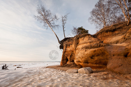海滩上的岩石和岩石图片