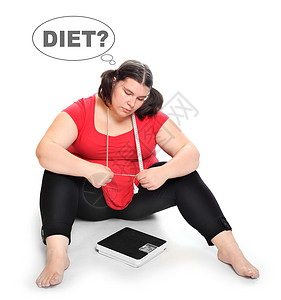 饥饿肥胖的女人关于饮食主高清图片