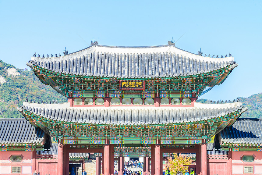 韩国首尔市景福宫的美丽建筑图片