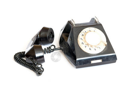 白色的老式电话和接收器图片