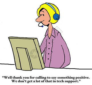关于客户服务的商业漫画一位客户致电感谢客户服务代图片