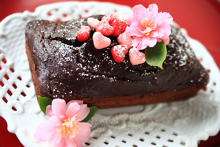 巧克力蛋糕配有奶粉糖心图片