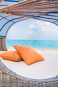 美丽的豪华甲板海滩背景图片