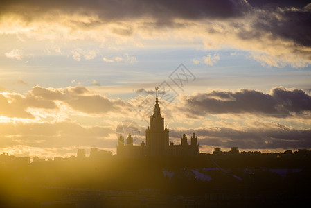 日落莫斯科国立大学图片