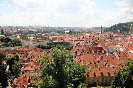 布拉格的屋顶和桥梁图片