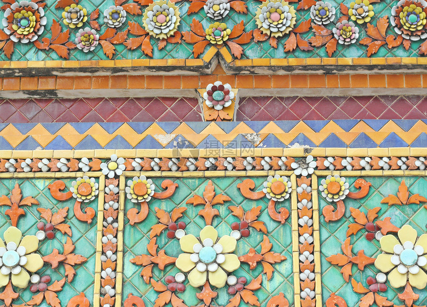 泰国曼谷WatPho寺的老花粉陶图片