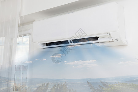 空调吹冷空气家庭内部概念图片