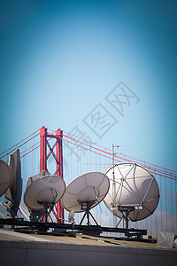 现代通信卫星天线用于全球技术和图片