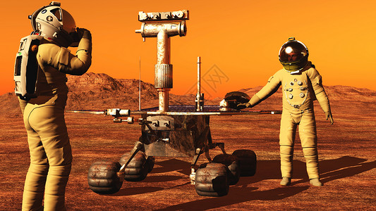 宇航员和Marsrover3D图片