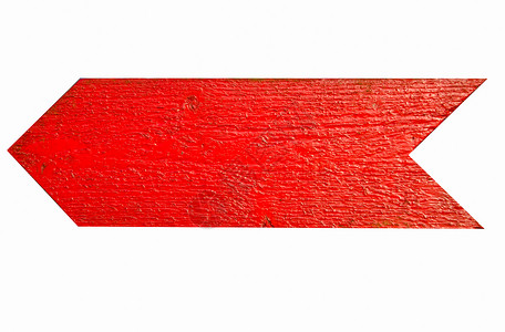 红色木制箭头标志上白色孤立图片