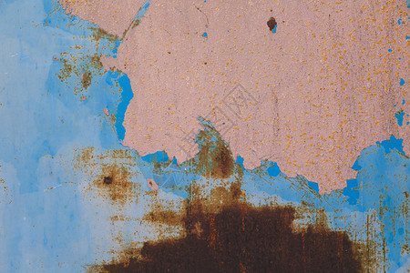旧蓝色裂纹漆旧金属背景图片