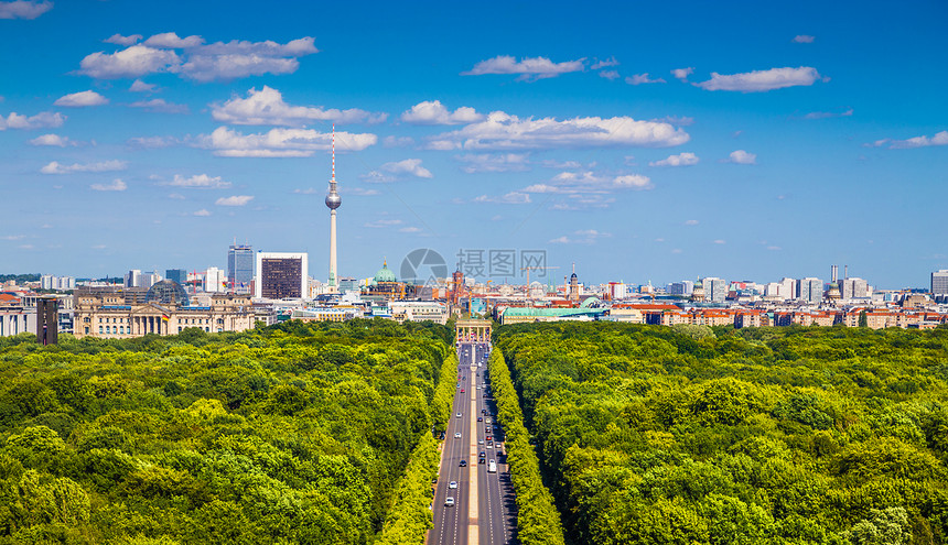 柏林天线全景与格罗瑟蒂尔加滕公园的空中观察图片