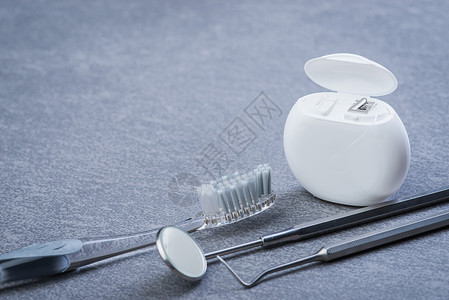 基本牙科工具牙线和灰图片