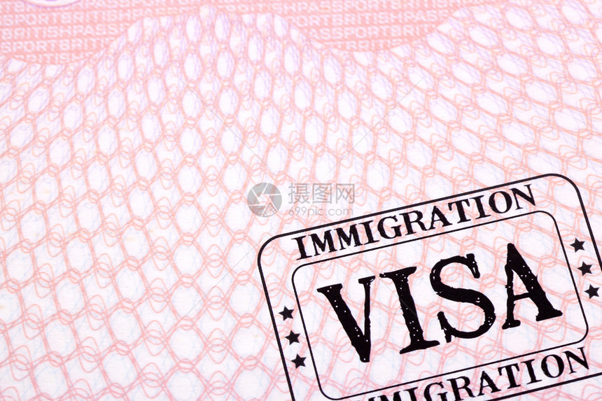 移民签证章护照图片