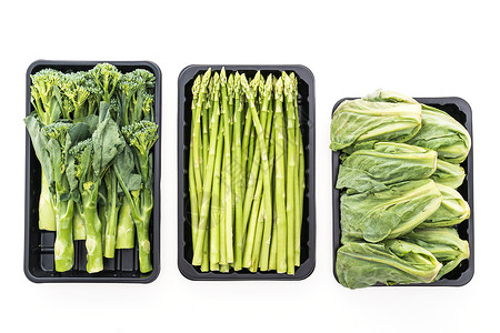 新鲜的绿芦笋蔬菜小西兰花蔬菜白背景中分离的球芽甘蓝蔬菜健康图片