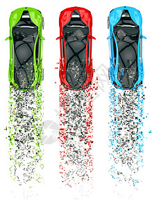 绿色红色和蓝色运动车像素足图片